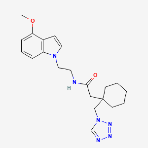 molecular formula C21H28N6O2 B15103556 N-[2-(4-methoxy-1H-indol-1-yl)ethyl]-2-[1-(1H-1,2,3,4-tetraazol-1-ylmethyl)cyclohexyl]acetamide 