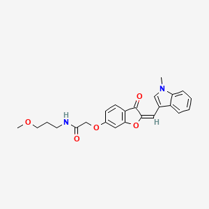 molecular formula C24H24N2O5 B15103575 N-(3-methoxypropyl)-2-({(2E)-2-[(1-methyl-1H-indol-3-yl)methylidene]-3-oxo-2,3-dihydro-1-benzofuran-6-yl}oxy)acetamide 