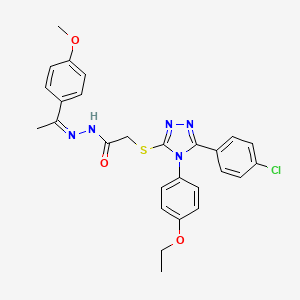 2-{[5-(4-chlorophenyl)-4-(4-ethoxyphenyl)-4H-1,2,4-triazol-3-yl]sulfanyl}-N'-[(1Z)-1-(4-methoxyphenyl)ethylidene]acetohydrazide