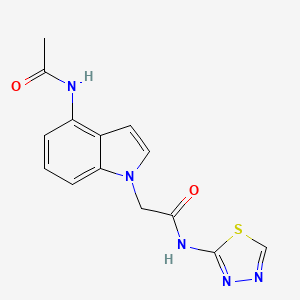 molecular formula C14H13N5O2S B15103605 2-(4-acetamido-1H-indol-1-yl)-N-(1,3,4-thiadiazol-2-yl)acetamide 