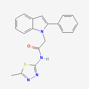 molecular formula C19H16N4OS B15103623 N-(5-methyl-1,3,4-thiadiazol-2-yl)-2-(2-phenyl-1H-indol-1-yl)acetamide 