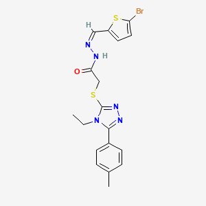 molecular formula C18H18BrN5OS2 B15103651 N'-[(Z)-(5-bromothiophen-2-yl)methylidene]-2-{[4-ethyl-5-(4-methylphenyl)-4H-1,2,4-triazol-3-yl]sulfanyl}acetohydrazide 