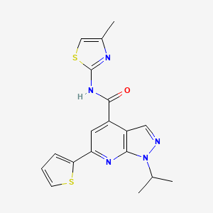 molecular formula C18H17N5OS2 B15103653 N-(4-methyl-1,3-thiazol-2-yl)-1-(propan-2-yl)-6-(thiophen-2-yl)-1H-pyrazolo[3,4-b]pyridine-4-carboxamide 