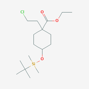 Ethyl 4-((tert-butyldimethylsilyl)oxy)-1-(2-chloroethyl)cyclohexanecarboxylate