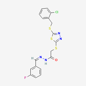 2-[[5-[(2-chlorophenyl)methylsulfanyl]-1,3,4-thiadiazol-2-yl]sulfanyl]-N-[(E)-(3-fluorophenyl)methylideneamino]acetamide