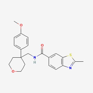 molecular formula C22H24N2O3S B15103826 N-{[4-(4-methoxyphenyl)tetrahydro-2H-pyran-4-yl]methyl}-2-methyl-1,3-benzothiazole-6-carboxamide 