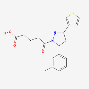 5-[5-(3-methylphenyl)-3-(thiophen-3-yl)-4,5-dihydro-1H-pyrazol-1-yl]-5-oxopentanoic acid