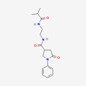 molecular formula C17H23N3O3 B15103894 N-{2-[(2-methylpropanoyl)amino]ethyl}-5-oxo-1-phenylpyrrolidine-3-carboxamide 