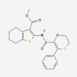 molecular formula C21H21NO4S2 B15103957 Methyl 2-{[(3-phenyl-5,6-dihydro-1,4-oxathiin-2-yl)carbonyl]amino}-4,5,6,7-tetrahydro-1-benzothiophene-3-carboxylate 