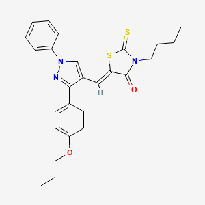 molecular formula C26H27N3O2S2 B15103998 (5Z)-3-butyl-5-{[1-phenyl-3-(4-propoxyphenyl)-1H-pyrazol-4-yl]methylidene}-2-thioxo-1,3-thiazolidin-4-one 