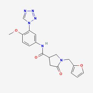 molecular formula C18H18N6O4 B15104000 1-(furan-2-ylmethyl)-N-[4-methoxy-3-(1H-tetrazol-1-yl)phenyl]-5-oxopyrrolidine-3-carboxamide 