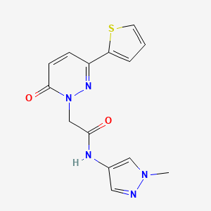 molecular formula C14H13N5O2S B15104006 N-(1-methyl-1H-pyrazol-4-yl)-2-(6-oxo-3-(thiophen-2-yl)pyridazin-1(6H)-yl)acetamide 