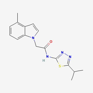 2-(4-methyl-1H-indol-1-yl)-N-[(2E)-5-(propan-2-yl)-1,3,4-thiadiazol-2(3H)-ylidene]acetamide