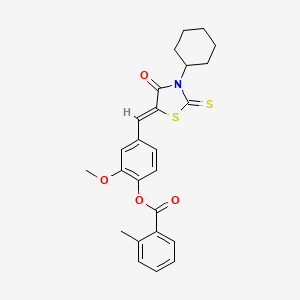 4-[(Z)-(3-cyclohexyl-4-oxo-2-thioxo-1,3-thiazolidin-5-ylidene)methyl]-2-methoxyphenyl 2-methylbenzoate