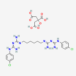 molecular formula C28H38Cl2N10O7 B1510404 2-[6-[[Amino-[[amino-(4-chloroanilino)methylidene]amino]methylidene]amino]hexyl]-1-[amino-(4-chloroanilino)methylidene]guanidine;2-hydroxypropane-1,2,3-tricarboxylic acid CAS No. 39014-05-6