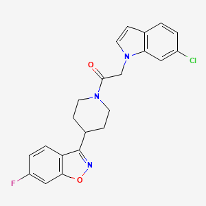 molecular formula C22H19ClFN3O2 B15104048 2-(6-chloro-1H-indol-1-yl)-1-[4-(6-fluoro-1,2-benzoxazol-3-yl)piperidin-1-yl]ethanone 