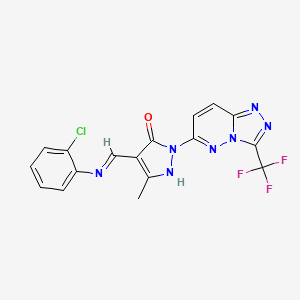 (4E)-4-{[(2-chlorophenyl)amino]methylidene}-5-methyl-2-[3-(trifluoromethyl)[1,2,4]triazolo[4,3-b]pyridazin-6-yl]-2,4-dihydro-3H-pyrazol-3-one