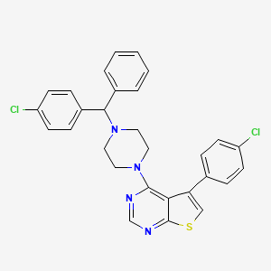 molecular formula C29H24Cl2N4S B15104137 5-(4-Chlorophenyl)-4-{4-[(4-chlorophenyl)(phenyl)methyl]piperazin-1-yl}thieno[2,3-d]pyrimidine 