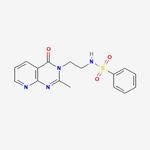 molecular formula C16H16N4O3S B15104192 N-[2-(2-methyl-4-oxopyrido[2,3-d]pyrimidin-3(4H)-yl)ethyl]benzenesulfonamide 