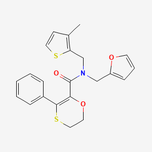 N-(furan-2-ylmethyl)-N-[(3-methylthiophen-2-yl)methyl]-3-phenyl-5,6-dihydro-1,4-oxathiine-2-carboxamide