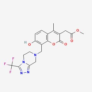 molecular formula C20H19F3N4O5 B15104293 methyl (7-hydroxy-4-methyl-2-oxo-8-{[3-(trifluoromethyl)-5,6-dihydro[1,2,4]triazolo[4,3-a]pyrazin-7(8H)-yl]methyl}-2H-chromen-3-yl)acetate 