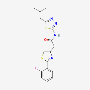 molecular formula C17H17FN4OS2 B15104316 2-[2-(2-fluorophenyl)-1,3-thiazol-4-yl]-N-[(2E)-5-(2-methylpropyl)-1,3,4-thiadiazol-2(3H)-ylidene]acetamide 