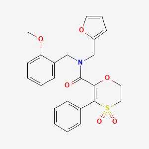 molecular formula C24H23NO6S B15104325 N-(furan-2-ylmethyl)-N-(2-methoxybenzyl)-3-phenyl-5,6-dihydro-1,4-oxathiine-2-carboxamide 4,4-dioxide 