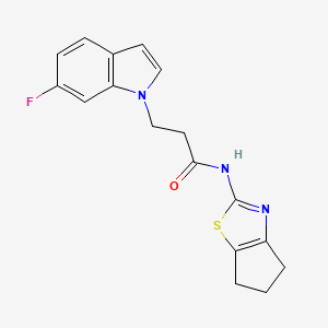 molecular formula C17H16FN3OS B15104327 N-(5,6-dihydro-4H-cyclopenta[d]thiazol-2-yl)-3-(6-fluoro-1H-indol-1-yl)propanamide 