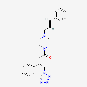 molecular formula C24H27ClN6O B15104348 3-(4-chlorophenyl)-1-{4-[(2E)-3-phenylprop-2-en-1-yl]piperazin-1-yl}-4-(1H-tetrazol-1-yl)butan-1-one 