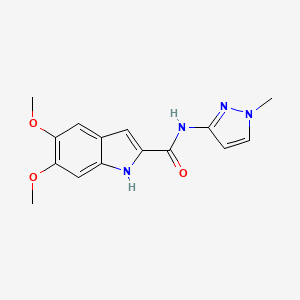 molecular formula C15H16N4O3 B15104379 5,6-dimethoxy-N-(1-methyl-1H-pyrazol-3-yl)-1H-indole-2-carboxamide 