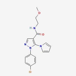 molecular formula C17H17BrN4O2 B15104393 1-(4-bromophenyl)-N-(2-methoxyethyl)-5-(1H-pyrrol-1-yl)-1H-pyrazole-4-carboxamide 