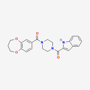 molecular formula C23H23N3O4 B15104400 3,4-dihydro-2H-1,5-benzodioxepin-7-yl[4-(1H-indol-2-ylcarbonyl)piperazin-1-yl]methanone 