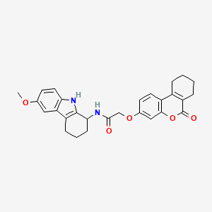 N-(6-methoxy-2,3,4,9-tetrahydro-1H-carbazol-1-yl)-2-[(6-oxo-7,8,9,10-tetrahydro-6H-benzo[c]chromen-3-yl)oxy]acetamide