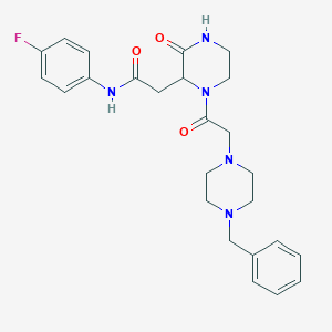 2-{1-[2-(4-benzylpiperazino)acetyl]-3-oxo-2-piperazinyl}-N-(4-fluorophenyl)acetamide