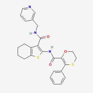 molecular formula C26H25N3O3S2 B15104681 2-{[(3-phenyl-5,6-dihydro-1,4-oxathiin-2-yl)carbonyl]amino}-N-(pyridin-3-ylmethyl)-4,5,6,7-tetrahydro-1-benzothiophene-3-carboxamide 