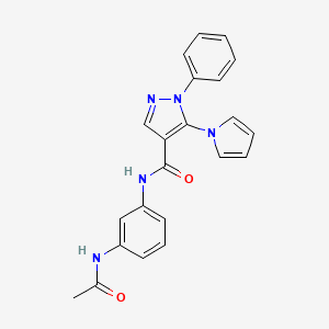 molecular formula C22H19N5O2 B15104695 N-[3-(acetylamino)phenyl]-1-phenyl-5-(1H-pyrrol-1-yl)-1H-pyrazole-4-carboxamide 