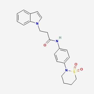 N-[4-(1,1-dioxido-1,2-thiazinan-2-yl)phenyl]-3-(1H-indol-1-yl)propanamide