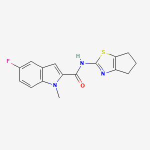 molecular formula C16H14FN3OS B15104740 N-(5,6-dihydro-4H-cyclopenta[d][1,3]thiazol-2-yl)-5-fluoro-1-methyl-1H-indole-2-carboxamide 