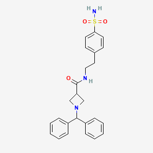 molecular formula C25H27N3O3S B15104850 N-{2-[4-(aminosulfonyl)phenyl]ethyl}-1-(diphenylmethyl)-3-azetidinecarboxamide 