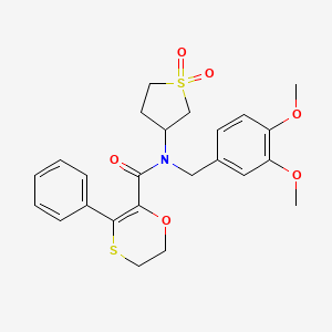 molecular formula C24H27NO6S2 B15104897 N-(3,4-dimethoxybenzyl)-N-(1,1-dioxidotetrahydrothiophen-3-yl)-3-phenyl-5,6-dihydro-1,4-oxathiine-2-carboxamide 