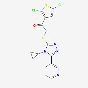 molecular formula C16H12Cl2N4OS2 B15104898 2-{[4-cyclopropyl-5-(pyridin-3-yl)-4H-1,2,4-triazol-3-yl]sulfanyl}-1-(2,5-dichlorothiophen-3-yl)ethan-1-one 