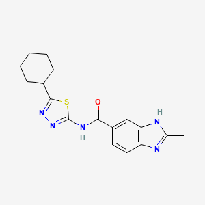 N-(5-cyclohexyl-1,3,4-thiadiazol-2-yl)-2-methyl-1H-benzimidazole-5-carboxamide