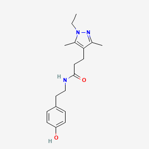 molecular formula C18H25N3O2 B15104997 3-(1-ethyl-3,5-dimethyl-1H-pyrazol-4-yl)-N-[2-(4-hydroxyphenyl)ethyl]propanamide 