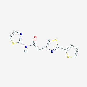 molecular formula C12H9N3OS3 B15105017 N-(1,3-thiazol-2-yl)-2-[2-(thiophen-2-yl)-1,3-thiazol-4-yl]acetamide 