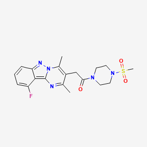 molecular formula C19H22FN5O3S B15105023 2-(10-Fluoro-2,4-dimethylpyrimido[1,2-b]indazol-3-yl)-1-[4-(methylsulfonyl)piperazin-1-yl]ethanone 