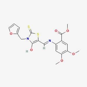 methyl 2-({(E)-[3-(furan-2-ylmethyl)-4-oxo-2-thioxo-1,3-thiazolidin-5-ylidene]methyl}amino)-4,5-dimethoxybenzoate