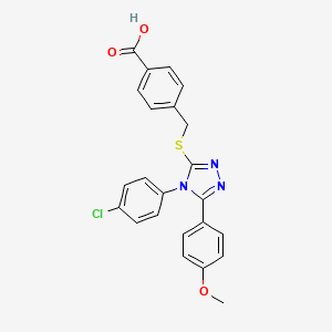 molecular formula C23H18ClN3O3S B15105172 4-({[4-(4-chlorophenyl)-5-(4-methoxyphenyl)-4H-1,2,4-triazol-3-yl]sulfanyl}methyl)benzoic acid 