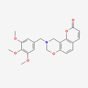 molecular formula C21H21NO6 B15105176 9-(3,4,5-trimethoxybenzyl)-9,10-dihydro-2H,8H-chromeno[8,7-e][1,3]oxazin-2-one 