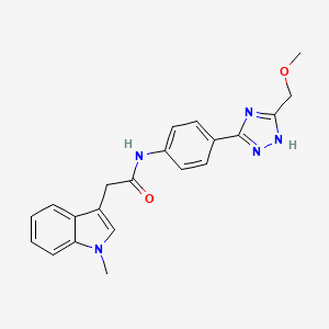 molecular formula C21H21N5O2 B15105180 N-{4-[5-(methoxymethyl)-1H-1,2,4-triazol-3-yl]phenyl}-2-(1-methyl-1H-indol-3-yl)acetamide 