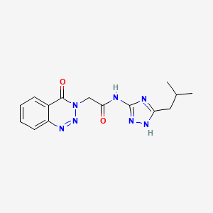 molecular formula C15H17N7O2 B15105190 N-[3-(2-methylpropyl)-1H-1,2,4-triazol-5-yl]-2-(4-oxo-1,2,3-benzotriazin-3(4H)-yl)acetamide 